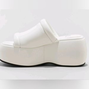 White platform slide sandal